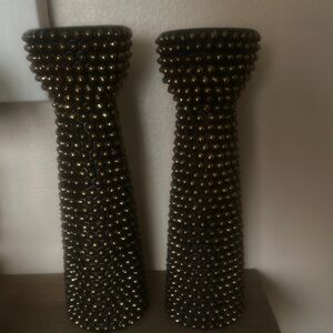 Elegant Black and Gold Textured candle holder